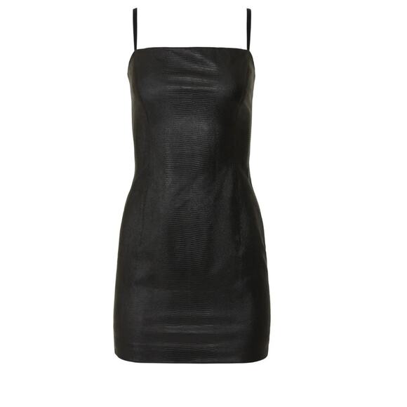 The Andamane Black Faux Leather Mini Slip Dress SMALL Club Designer Italian $590 - Picture 7 of 11